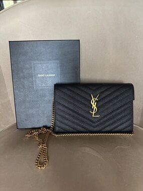 Yves Saint Laurent Black Quilted Leather Crossbody with Gold Hardware